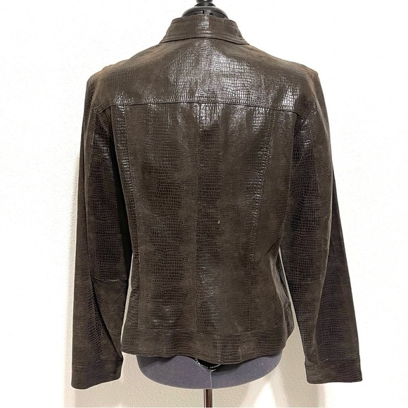 VINTAGE I.E. Woman 100% Leather Brown Jacket Size L - Picture 5 of 15